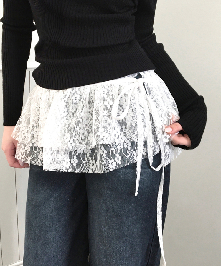 フラワーレーストラップスカート IVORY