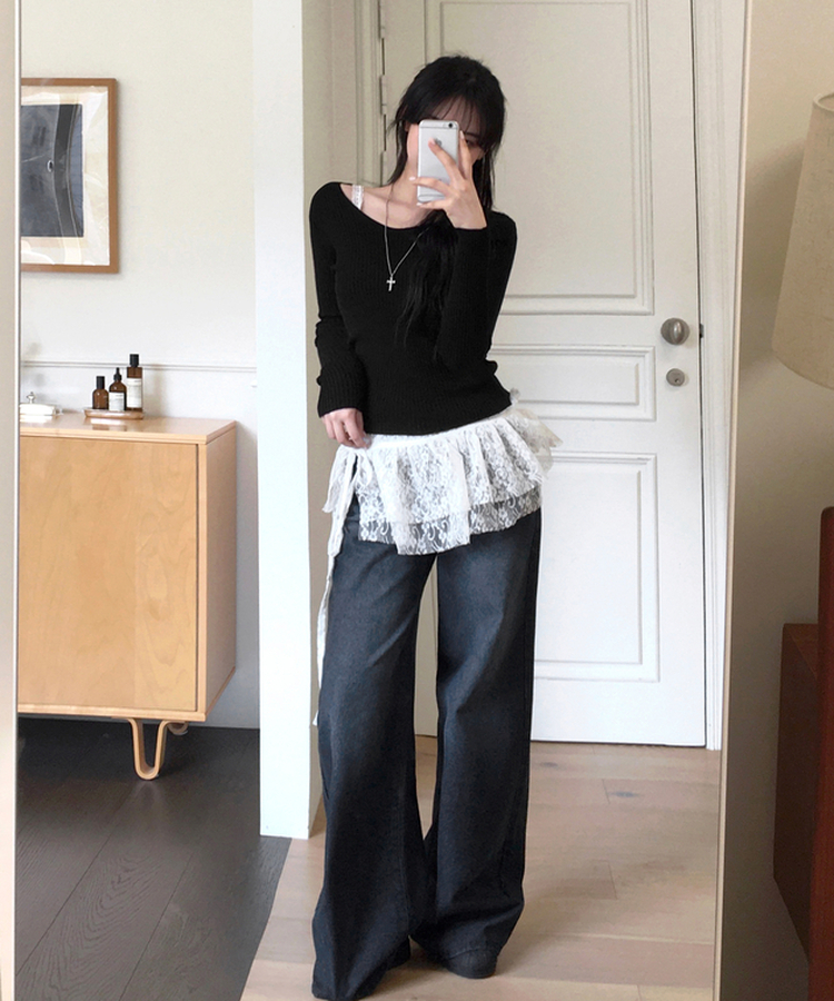 フラワーレーストラップスカート IVORY