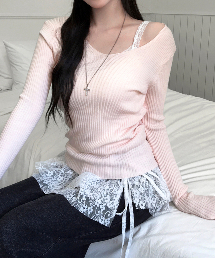 フラワーレーストラップスカート IVORY