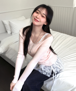 ソフトフィットVネックニット PINK