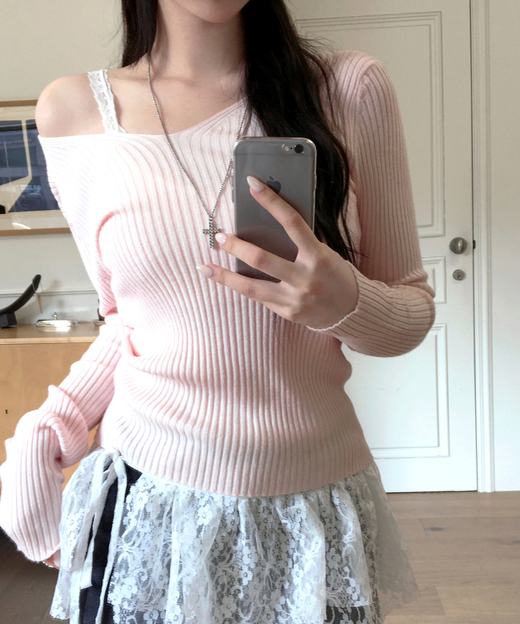 ソフトフィットVネックニット PINK