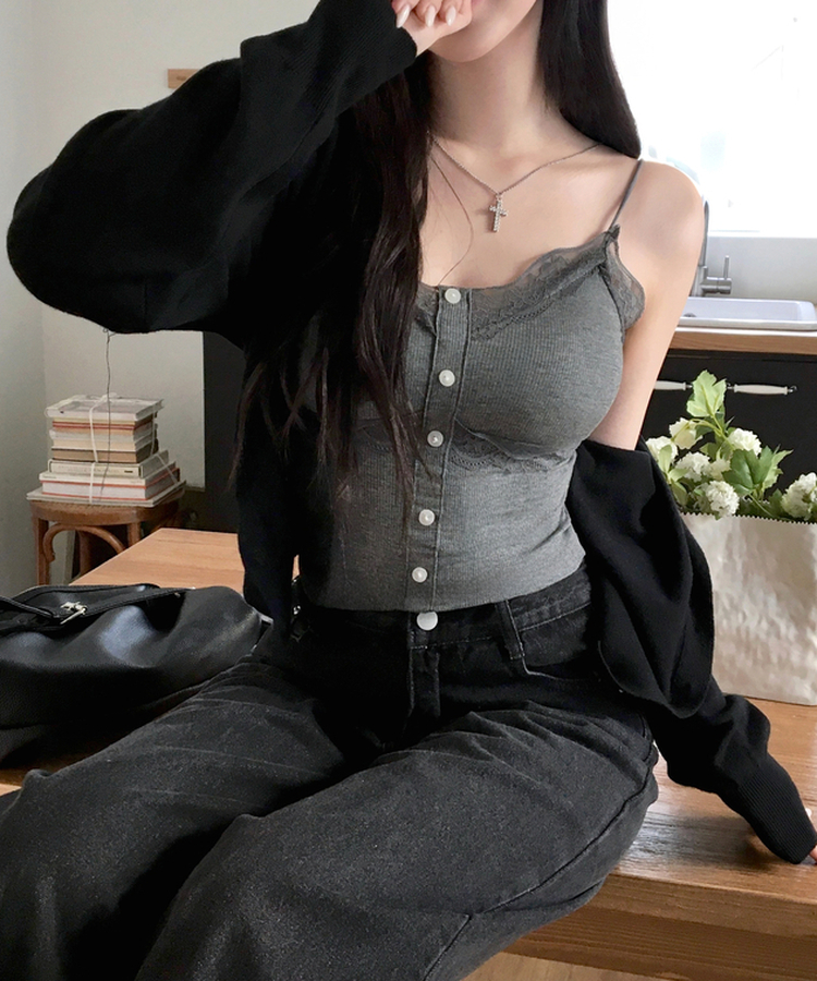 하릴 라운드넥 말라핏 베이직 긴팔 니트 가디건 블랙