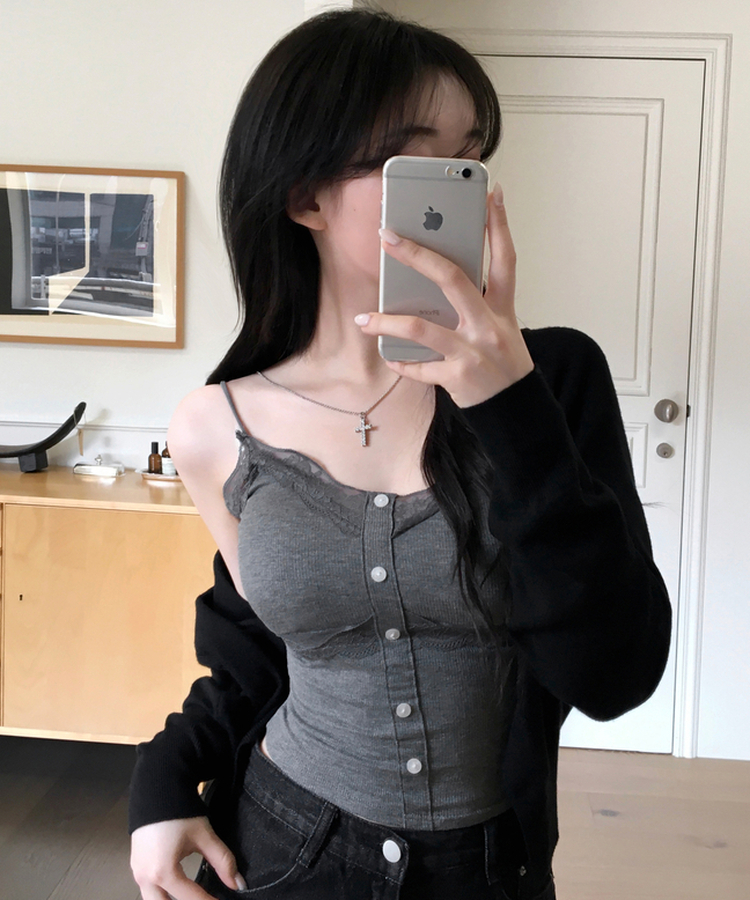 하릴 라운드넥 말라핏 베이직 긴팔 니트 가디건 블랙