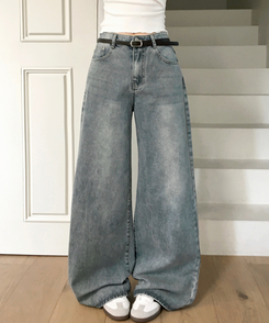 【丈別】ビンテージウォッシュワイドデニムパンツ VINTAGE BLUE