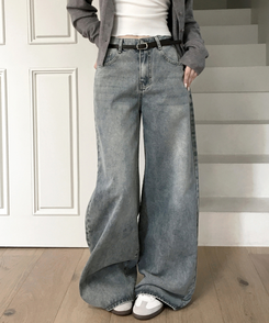 【丈別】ビンテージウォッシュワイドデニムパンツ VINTAGE BLUE