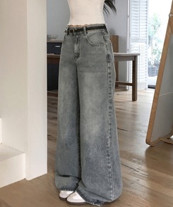 【丈別】ビンテージウォッシュワイドデニムパンツ VINTAGE BLUE