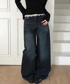 【丈別】ビンテージウォッシュワイドデニムパンツ DEEP DENIM