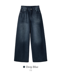【丈別】ビンテージウォッシュワイドデニムパンツ