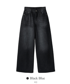 【丈別】ビンテージウォッシュワイドデニムパンツ