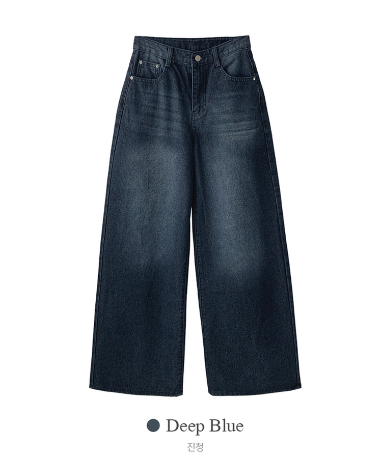【丈別】ビンテージウォッシュワイドデニムパンツ