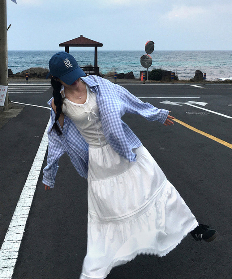 レースフレアロングスカート WHITE