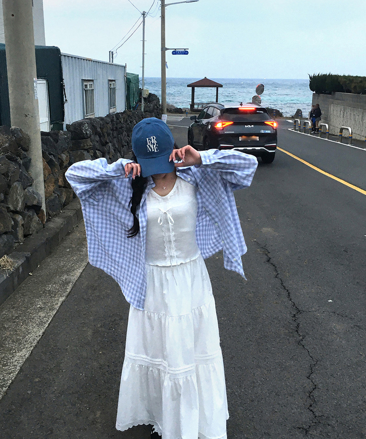 チェックシャツブラウス SKY BLUE