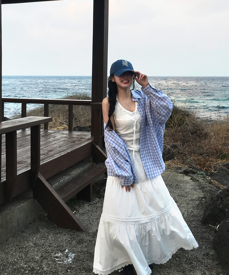 チェックシャツブラウス SKY BLUE