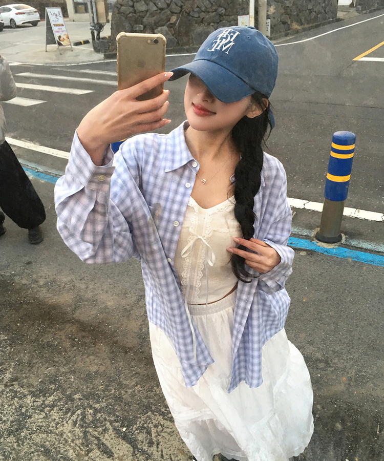 チェックシャツブラウス SKY BLUE