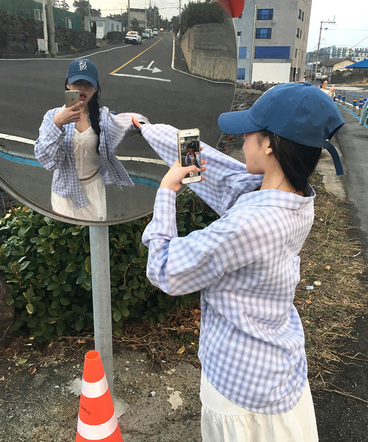 チェックシャツブラウス SKY BLUE