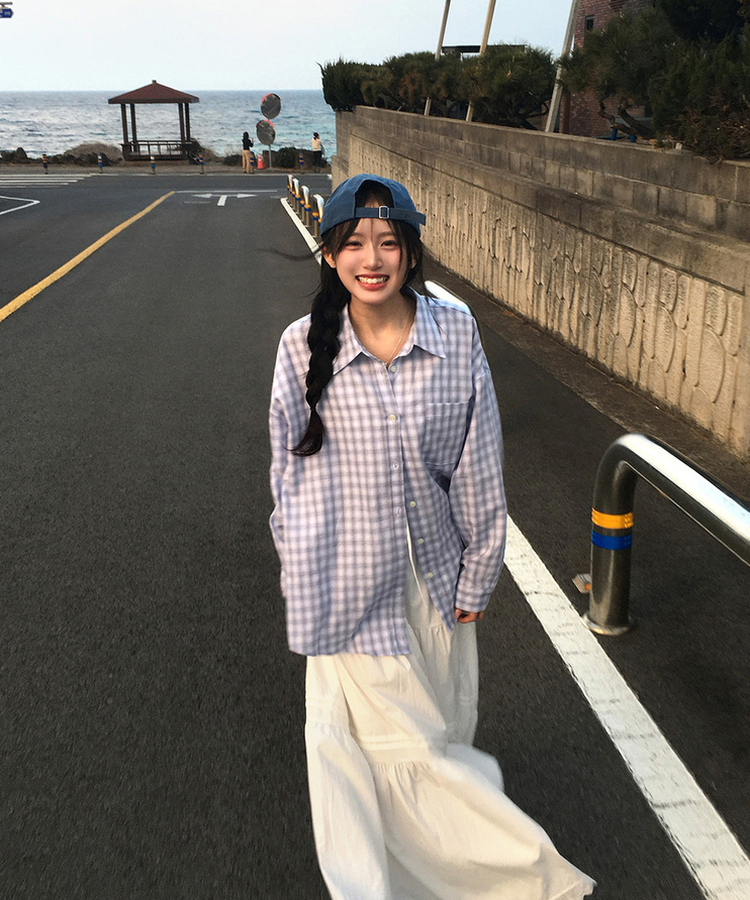 チェックシャツブラウス SKY BLUE