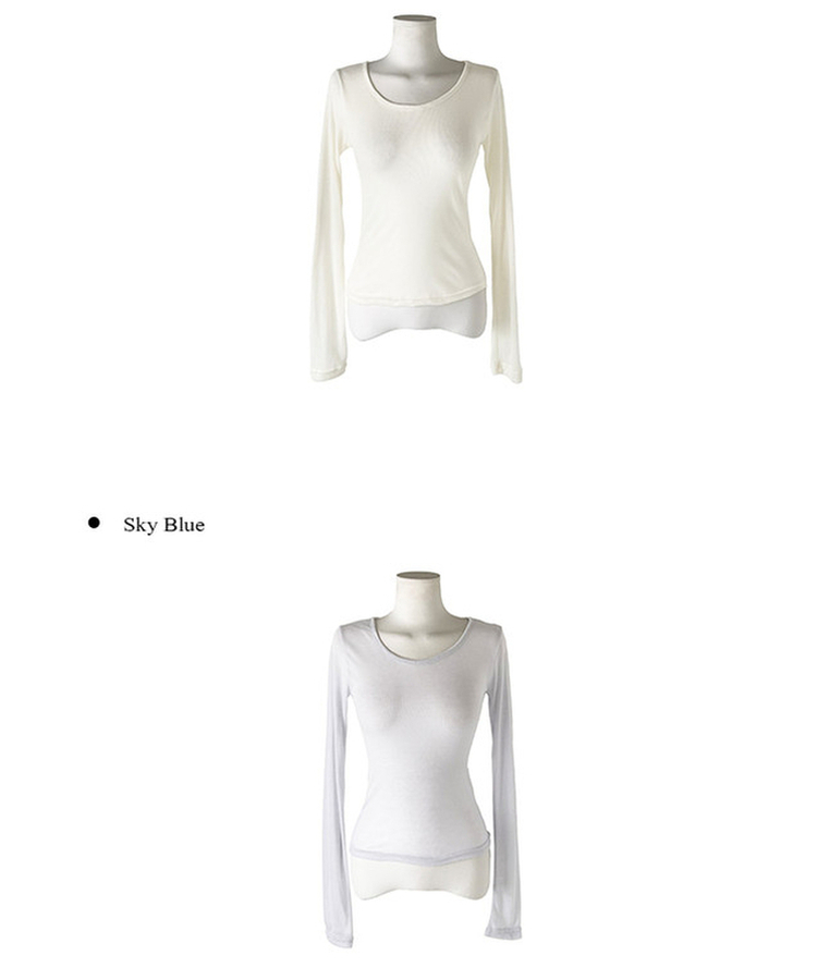 ラウンドシースルー長袖Tシャツ(9color)