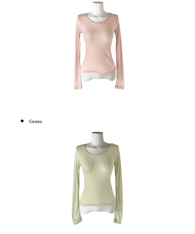 ラウンドシースルー長袖Tシャツ(9color)