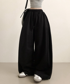 スナップポケットワイドバンディングパンツ BLACK