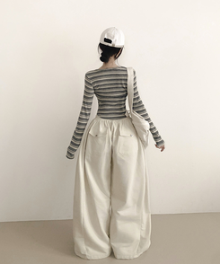 スナップポケットワイドバンディングパンツ Milk