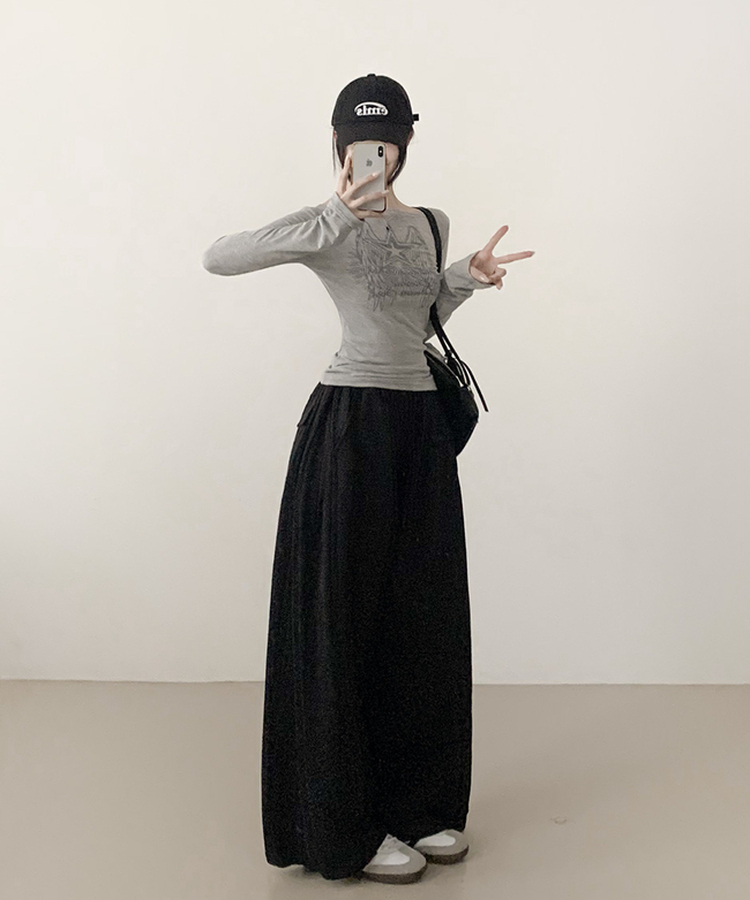 スナップポケットワイドバンディングパンツ BLACK