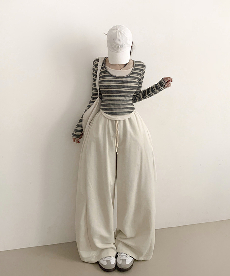 スナップポケットワイドバンディングパンツ Milk