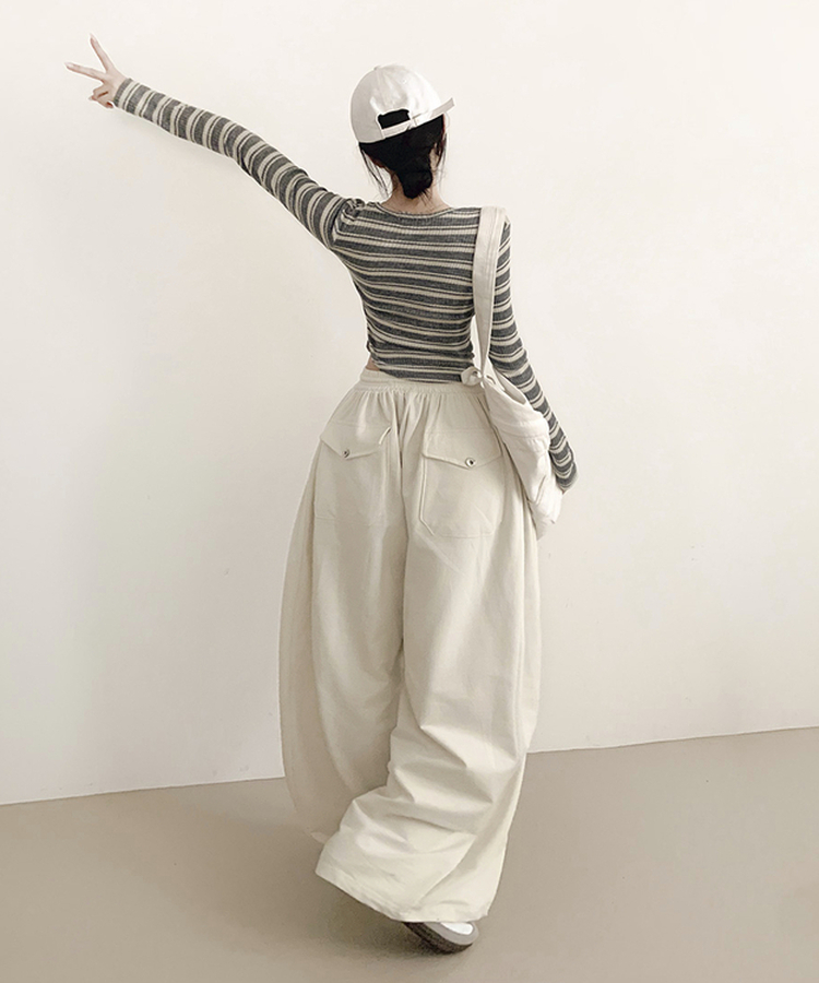 スナップポケットワイドバンディングパンツ Milk