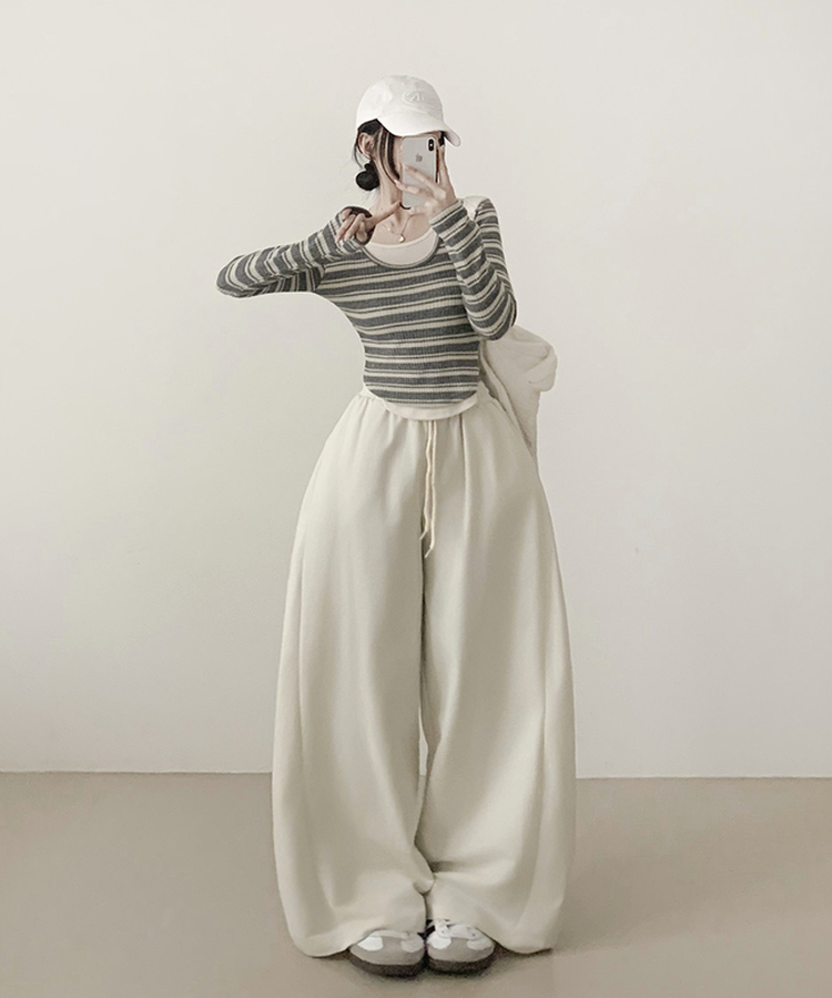 スナップポケットワイドバンディングパンツ Milk