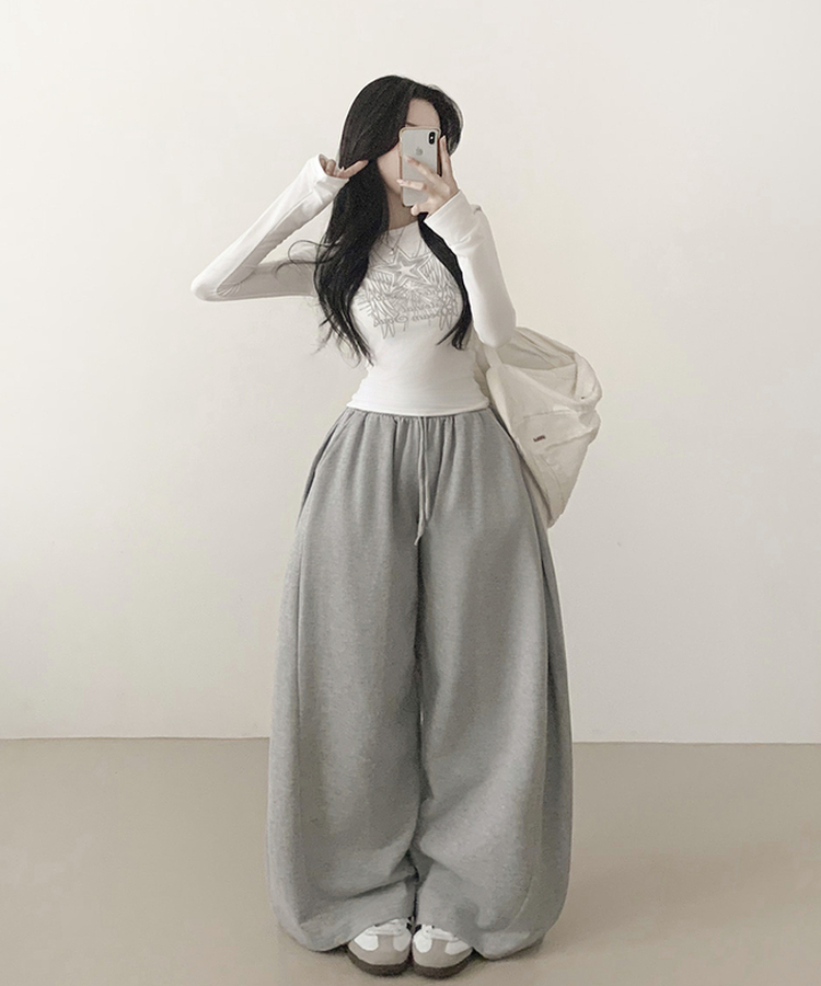 スナップポケットワイドバンディングパンツ GREY