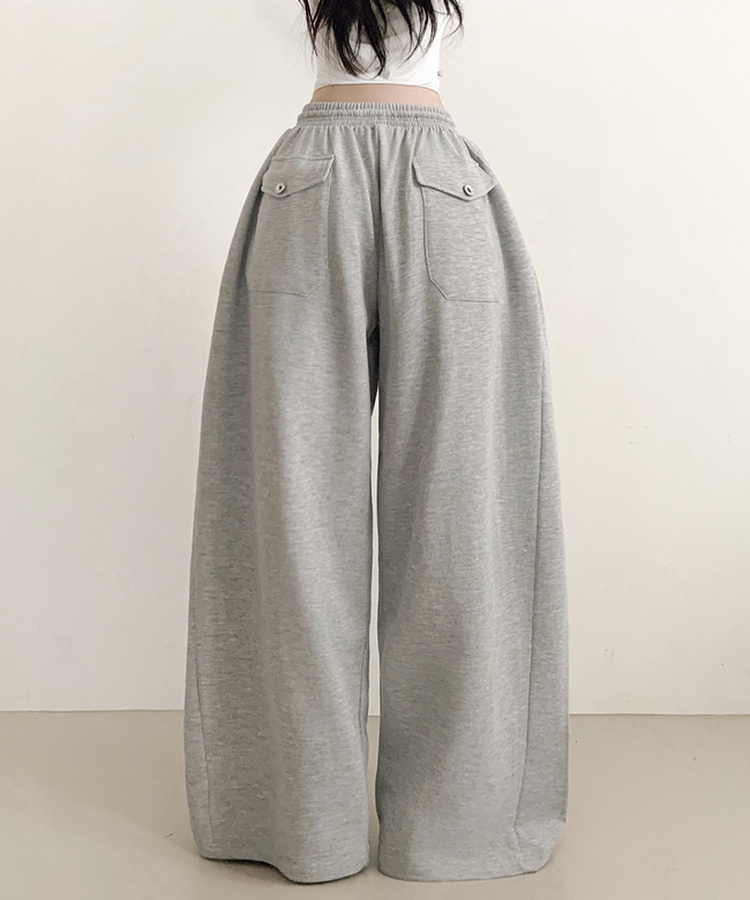 スナップポケットワイドバンディングパンツ GREY