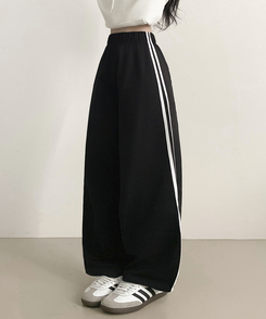 サイドラインフローワイドバンディングパンツ(5color) BLACK