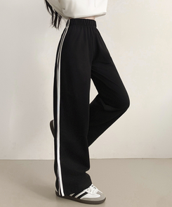 サイドラインフローワイドバンディングパンツ(5color) BLACK