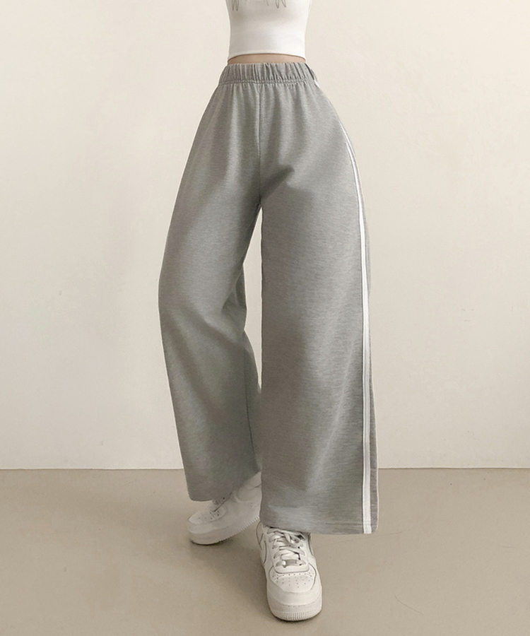 サイドラインフローワイドバンディングパンツ(5color) GREY