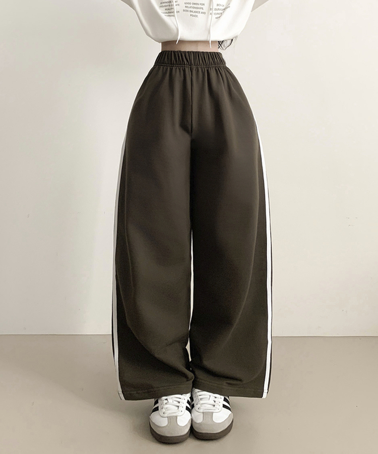 サイドラインフローワイドバンディングパンツ(5color) KHAKI