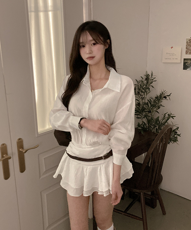 スモークバンドブラウスワンピース WHITE