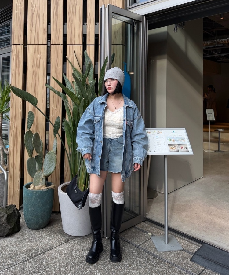 플라워 와플 비니 그레이