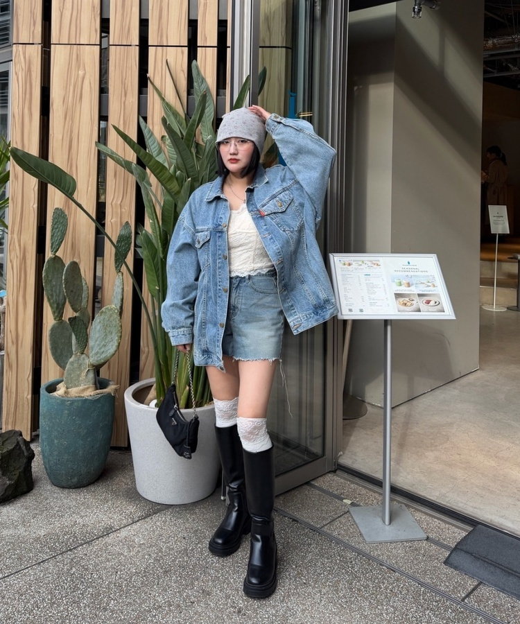 플라워 와플 비니 그레이
