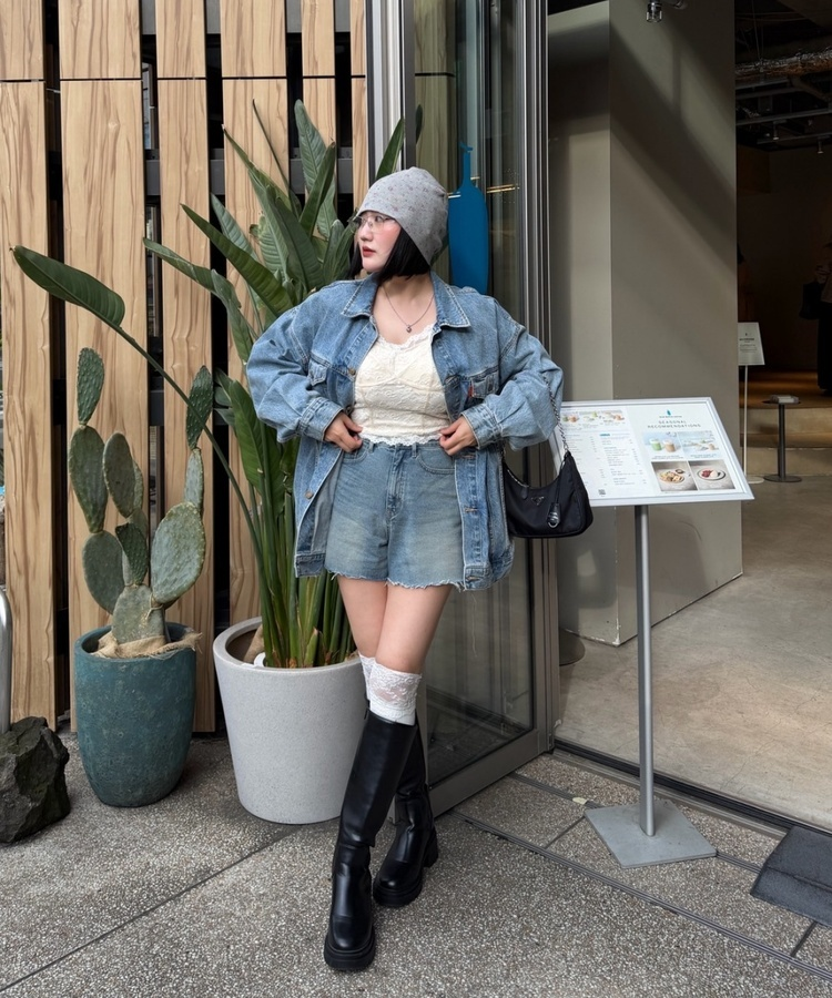 플라워 와플 비니 그레이