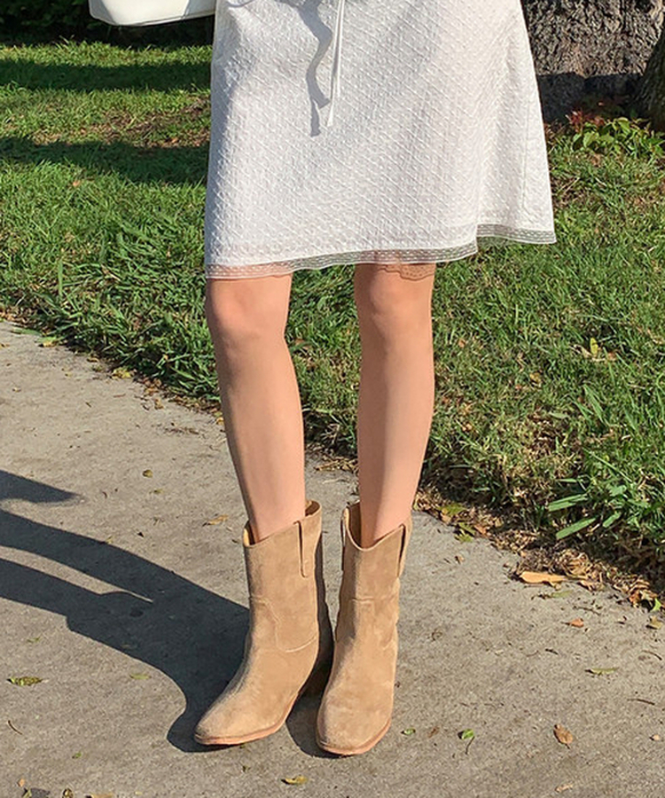 ウェスタンスエードショートブーツ BEIGE