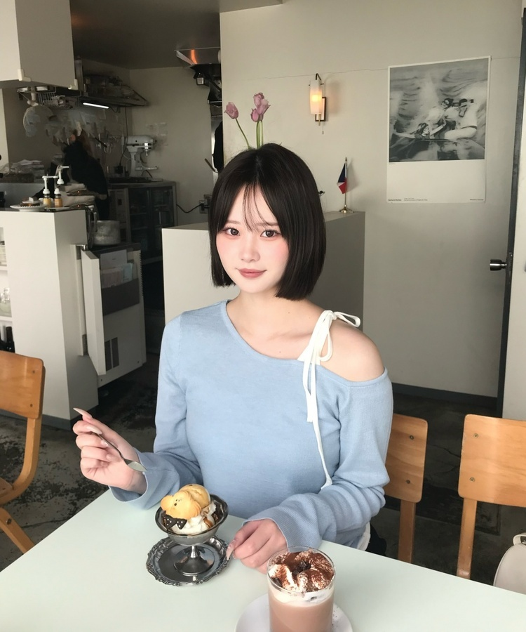 리본 오프숄더 니트 소라