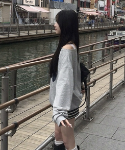 ワンショルダーオーバーロングT GREY