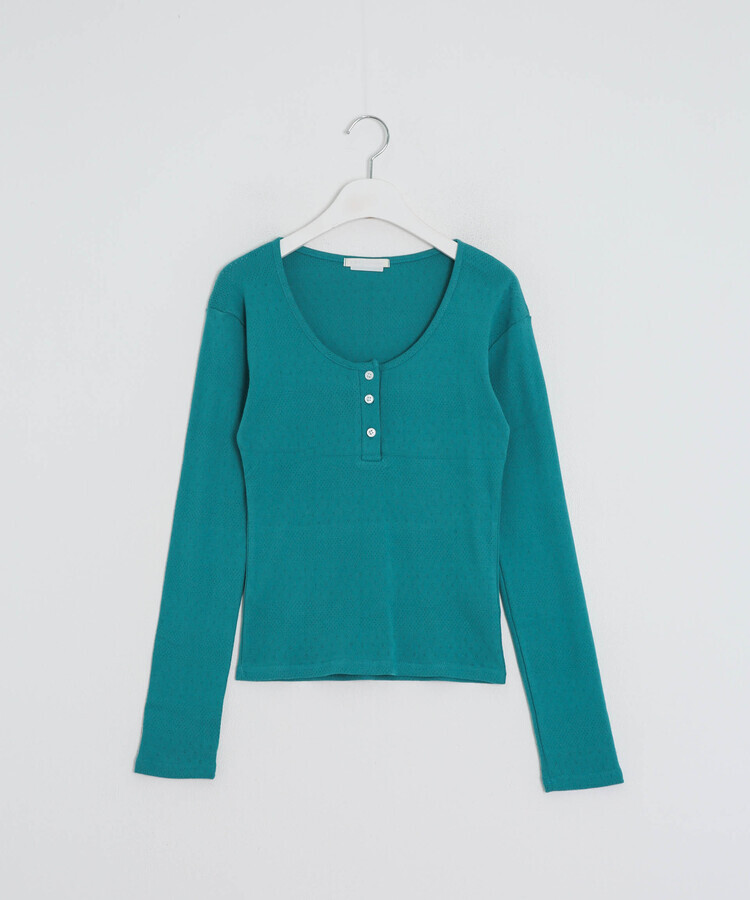 ヘンリーネックベーシック長袖トップス