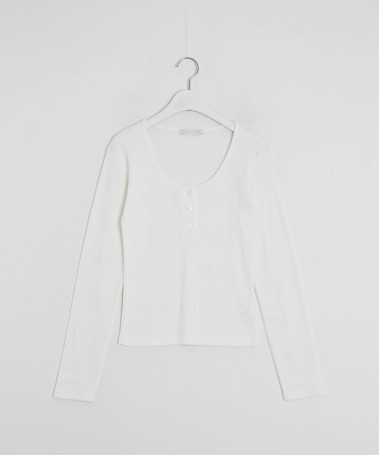 ヘンリーネックベーシック長袖トップス