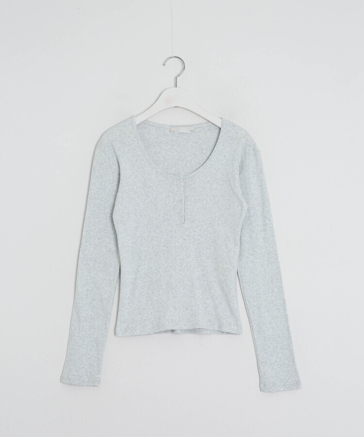 ヘンリーネックベーシック長袖トップス