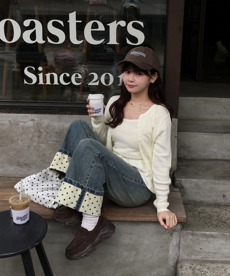 【SET】シンプルリボンキャミソール＋カーディガン CREAM