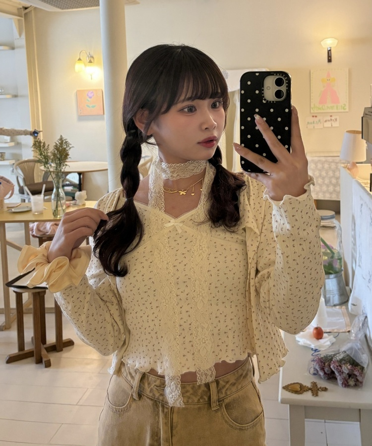 【SET】フラワーキャミソール＋カーディガン CREAM