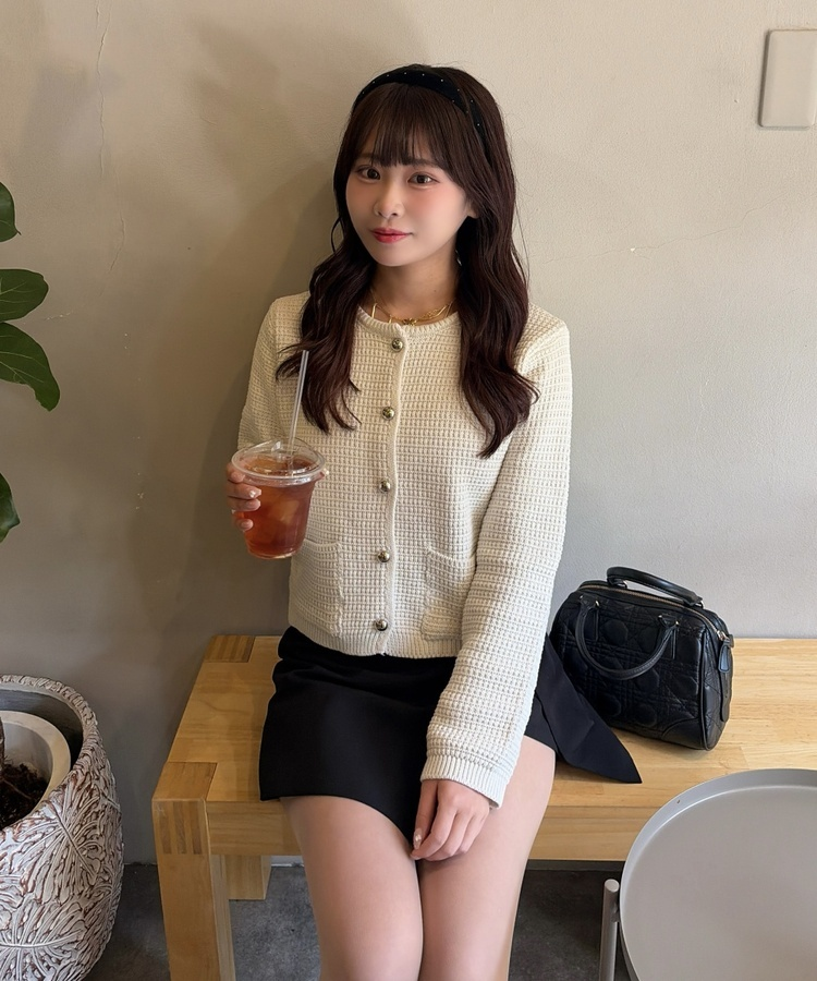 니트 트위드자켓 아이보리