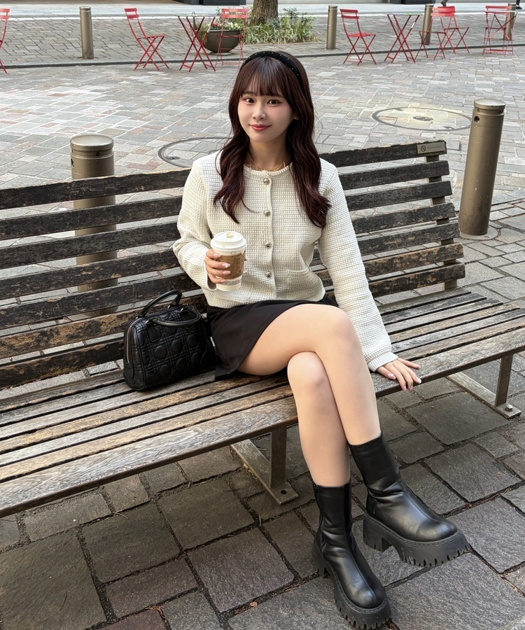 니트 트위드자켓 아이보리