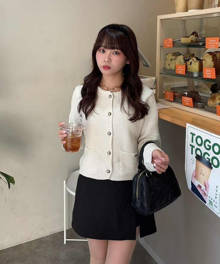 니트 트위드자켓 아이보리