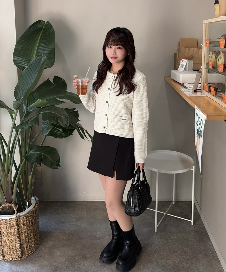 니트 트위드자켓 아이보리